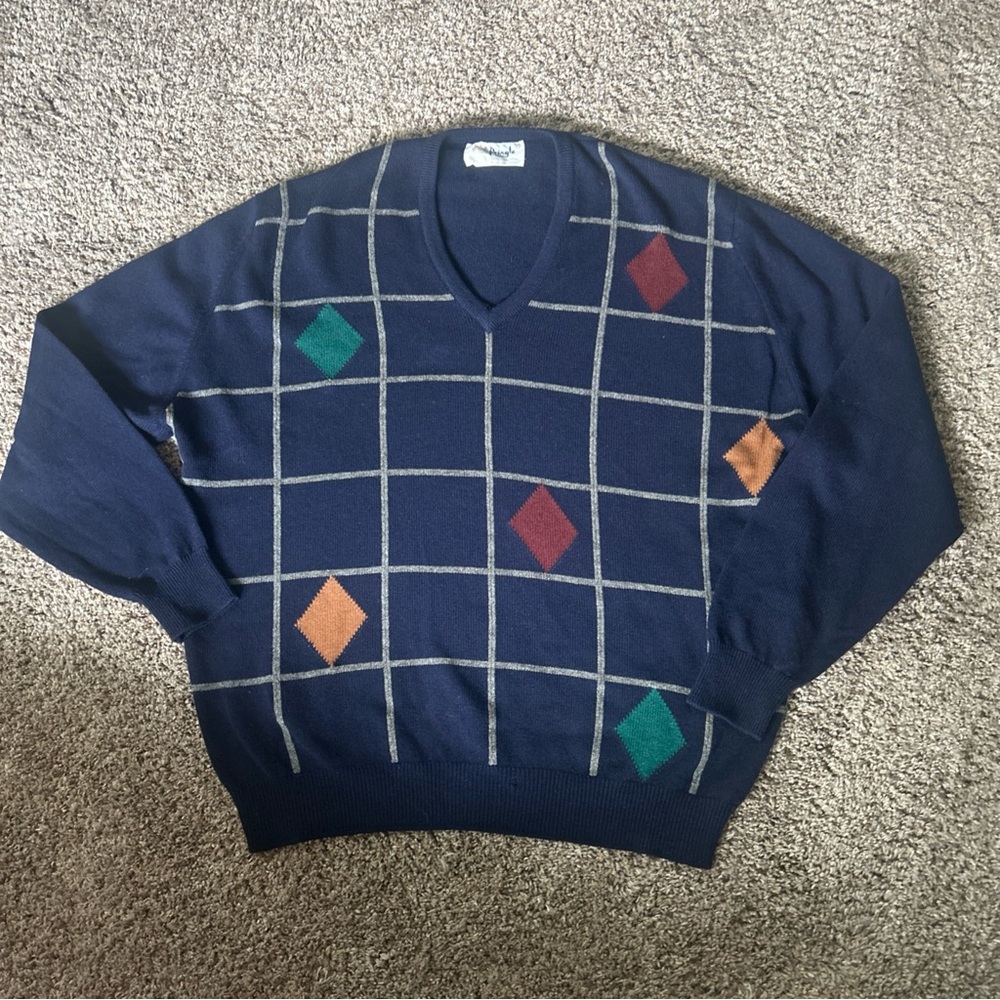 Pringle Of Scotland Men’s Blue Pullover Lamb’s wool Sweater Sz 46 **see Descrip